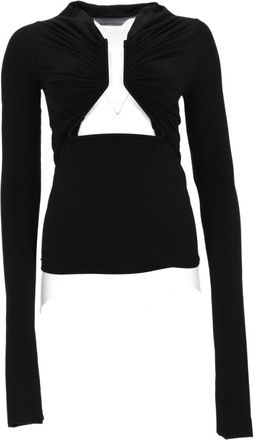 Rick Owens Black Fitted Long-Sleeve Cut-Out Top