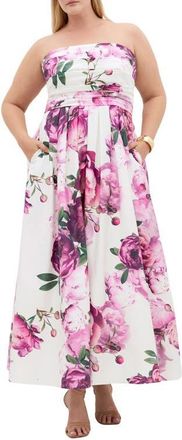 City Chic Rosalee Floral Maxi Dress in Ivory Multi Bloom at Nordstrom, Size Xxxs