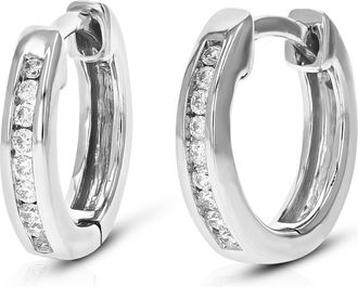 Vir Jewels 1/10 cttw Lab Grown Diamond Hoop Earrings in.925 Sterling Silver Channel Set 2/5 Inch