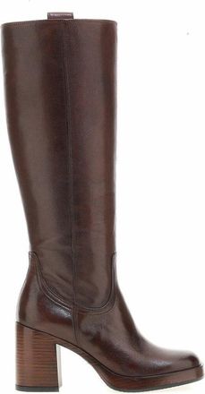 Mjus Leren laarzen met hak en vierkante teen