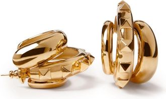 Valentino Garavani Rockstud hoop earrings - women - Brass - OS - Gold