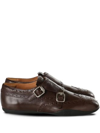Miu Miu buckle-detail monk shoes - women - Calf Leather/Calf Leather/Calf Leather - 37.5 - Brown