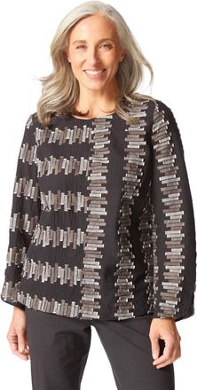 Habitat Embroidered Cotton Button Back Pullover Top In Black