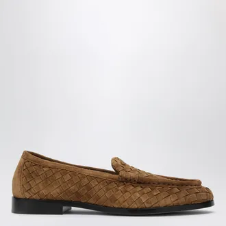 Bottega Veneta Caramel Silenzio loafers in Intrecciato suede