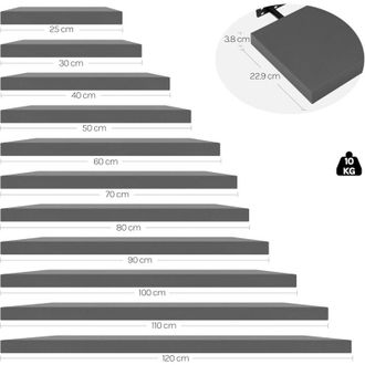 Woltu 4x Estante de pared de madera, Gris oscuro 70cm - Woltu