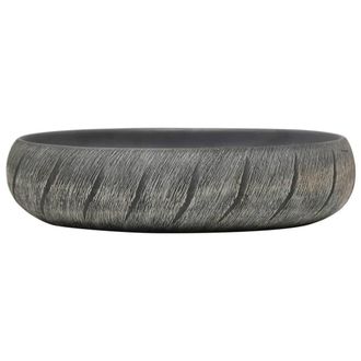 Berkfield Home Durable Countertop Basin Black & Grey Oval 59x40x15 cm Ceramic | Size: 59 x 40 x 15 cm