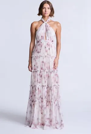 BCBGeneration Sabrina Dress in Bouquet Print Ash Purple at Nordstrom, Size 12