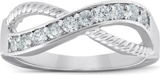 Pompeii3 1/2 Ct Diamond Infinity Braided Anniversary Right Hand Ring 10k Whie Gold