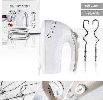 Trade Shop Trade Shop - Frusta Elettrica Sbattitore Frullatore 150w 5 Velocita Mixer Impastatore Ganci