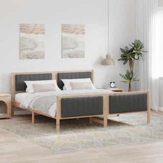 vidaXL Bed frame Brown and dark grey 180 x 200 cm Solid pine wood vidaXL