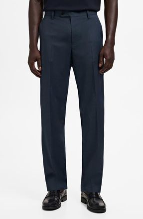 Mango London Regular Fit Dress Pants in Navy at Nordstrom, Size 34