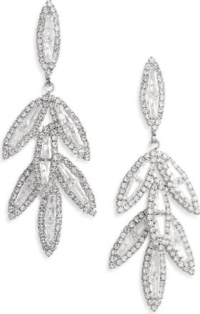 Tasha CZ Leaf Drop Earrings in Silver Crystal Cubic Zirconia at Nordstrom Rack
