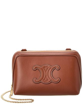 Celine Celine Triomphe Leather Clutch On Chain