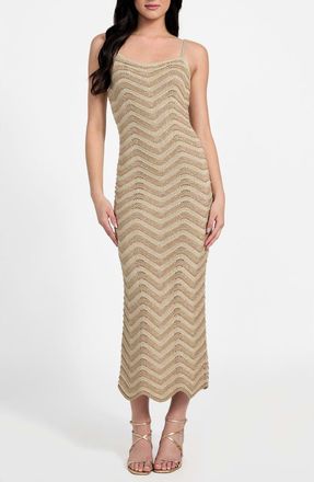 Guess Vera Chevron Knit Dress in Natural/Gold Multi Stripe at Nordstrom, Size Medium