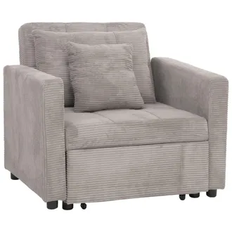 Hhg Non Utilizzato] Poltrona Letto Hhg 905, Sof&agrave; Letto Pieghevole Reclinabile, 200x100cm Stoffa/tessuto Velluto A Coste, Grigio Chiaro