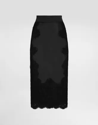 Dolce & Gabbana Satin Midi Skirt - Woman Black 40
