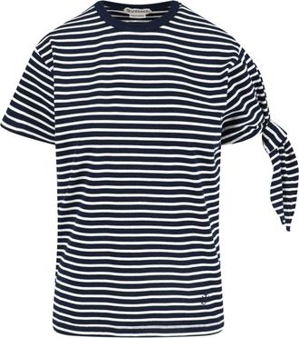 J.W.Anderson Blue Striped Knotted Sleeve Cotton T-Shirt