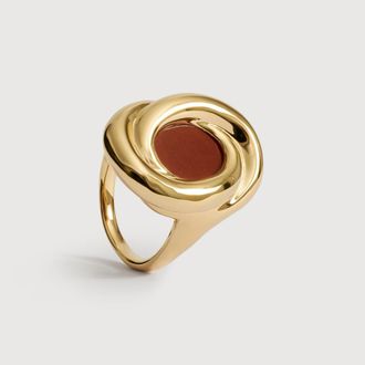 Monica Vinader Gold Ochre Gemstone Ring Red Jasper