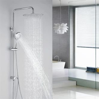 HOMELODY Columna De Ducha Negra, Sistema De Ducha Con Ducha De Mano, Kit De Ducha Sin Mitigeur, Acero Inoxidable, Ajustable En Altura