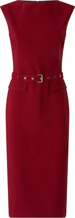 Pinko Fitted Red Crepe Midi Dress with Matching Belt