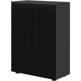 Kleankin Kleankin - Armadietto Bagno 2 Ante in Legno con 3 Ripiani 60x30x82cm Nero