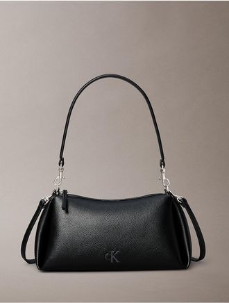 Calvin Klein Womens Pebble Pleat Small Shoulder Bag - Black