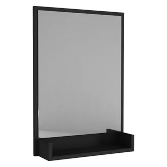 Dmora Espejo Ticineto, Estante Incluido, Forma Rectangular, Tipo De Pared, 45x75h Cm Negro