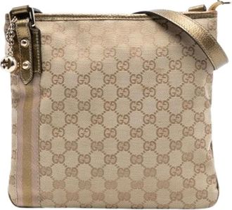 Gucci Pre-owned Cross Body Bags, female, Beige, Size: ONE SIZE Pre-owned Canvas Crossbody Bag