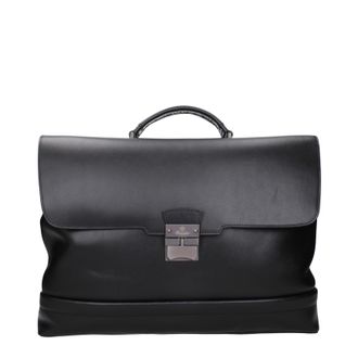 Pineider Herrens Arbeitstaschen aus schwarzem Leder