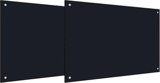 vidaXL Salpicadero De Cocina 2 Pcs Negro 90 X 50 Cm Vidrio Templado Vidaxl