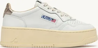 Autry MEDALIST PLATFORM SNEAKERS IN FEATHER GRAY AND WHITE SUEDE AND LEATHER