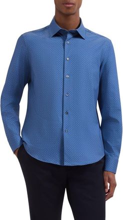 Bugatchi Jimmy OoohCotton Geo Print Button-Up Shirt in Cobalt at Nordstrom, Size Xxx-Large