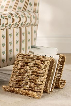 Anthropologie Lisette Seagrass Wavy Stripe Magazine Holder