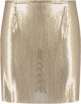 Paco Rabanne Metallic Gold Mesh Mini Skirt