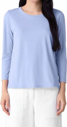 Eileen Fisher Cotton Jersey 3/4-Sleeve Tee In Myrtle