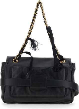 Balenciaga Womens Black Crossbody Bag With Logo Plaque Calf Shoulder
