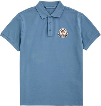 Moncler Logo-appliquéd Cotton Polo Shirt - Blue - M