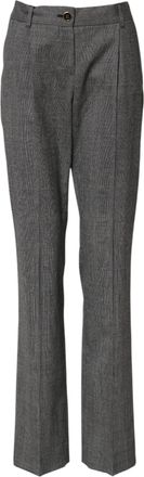 Dolce & Gabbana Gray Checkered High Waist Flared Womens Pants