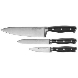 J.A. Henckels International Forged Accent 3-pc Starter Knife Set - Black Handles