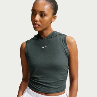 Nike Womens Nike Sportswear Slim Hooded Tank Top in Green | IV5029-303