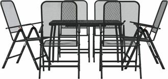 vidaXL Juego De Comedor De Jard&iacute;n 7 Pzas Malla Met&aacute;lica Gris Antracita Vidaxl