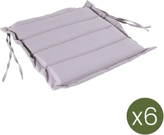 EDÈN JARDÍ Pack 6 cojines para sillas de jardín piedra 37x37x5 cm