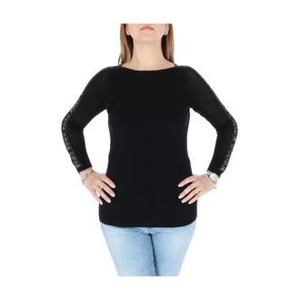 Pinko Rondgebreide trui - Dames - Ronde hals truien - Zwart - M - Wol - Truien & Vesten