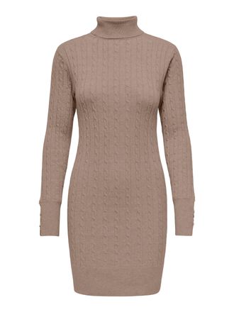 Only Strickkleid ONLY ONLLOUIS LS ROLLNECK CABLE DRESS AT KNT, Damen, Gr. XL, N-Gr, mocha meringue detail:melange, Strick, Obermaterial: 50% Viskose, 27% P