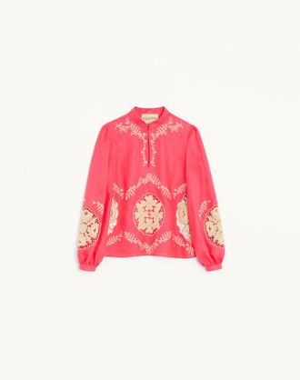 Valentino Embroidered Couture Linen Top Wo