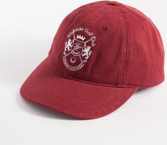 Tommy Hilfiger Cappellino in cotone slavato rosso con stemma del logo