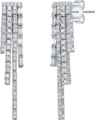 Genevive Silver Cz Statement Earrings