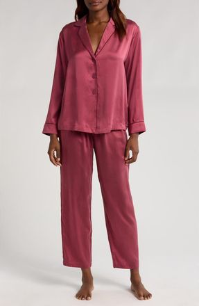 Lunya Washable Silk Pajamas in Winter Rose/Calliope Wine at Nordstrom, Size X-Large
