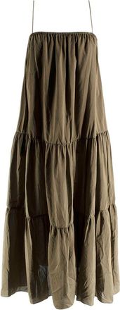 Matteau Army Green Tiered Cotton And Silk Midi Dress Size XXS