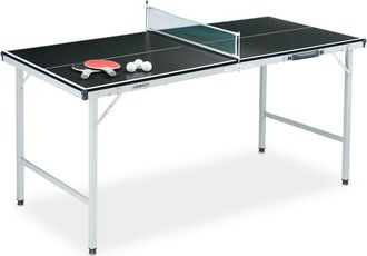 Relaxdays Relaxdays - Mesa Ping Pong, Tablero Pimp&oacute;n Plegable, Tabla Midi, Incluye Red, 2 Palas, 3 Pelotas, 70 X 70 X 150 Cm, Negra